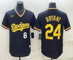 Wholesale Cheap Mens Los Angeles Dodgers #8 #24 Kobe Bryant Number Black Stitched Pullover Throwback Nike Jersey