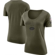 Wholesale Cheap Women's New York Jets Nike Olive Salute to Service Legend Scoop Neck T-Shirt