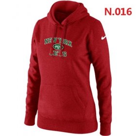 Wholesale Cheap Women\'s Nike New York Jets Heart & Soul Pullover Hoodie Red