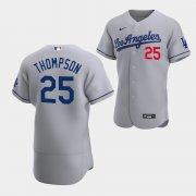 Wholesale Cheap Men's Los Angeles Dodgers #25 Trayce Thompson Gray Flex Base Stitched Jersey