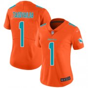 Wholesale Cheap Nike Dolphins #1 Tua Tagovailoa Orange Women's Stitched NFL Limited Inverted Legend Jersey