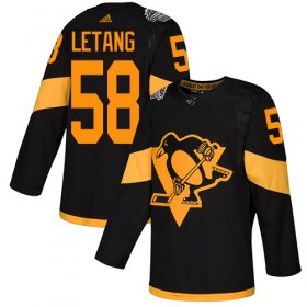 Wholesale Cheap Adidas Penguins #58 Kris Letang Black Authentic 2019 Stadium Series Women\'s Stitched NHL Jersey