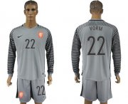 Wholesale Cheap Holland #22 Vorm Grey Goalkeeper Long Sleeves Soccer Country Jersey