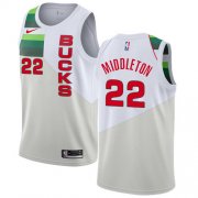 Wholesale Cheap Nike Bucks #22 Khris Middleton White NBA Swingman Earned Edition Jersey