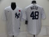 Wholesale Cheap Men's New York Yankees #48 Anthony Rizzo White Cool Base Stitched Rose Baseball Jersey
