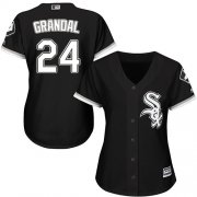 Wholesale Cheap White Sox #24 Yasmani Grandal Black Alternate Women's Stitched MLB Jersey