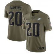 Wholesale Cheap Men's Philadelphia Eagles #20 Brian Dawkins 2022 Olive Salute To Service Limited Stitched Jersey