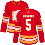 Wholesale Cheap Adidas Flames #5 Mark Giordano Red Alternate Authentic Women's Stitched NHL Jersey