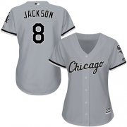 Wholesale Cheap White Sox #8 Bo Jackson Grey Road Women's Stitched MLB Jersey