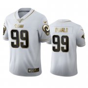 Wholesale Cheap Los Angeles Rams #99 Aaron Donald Men's Nike White Golden Edition Vapor Limited NFL 100 Jersey