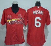 Wholesale Cheap Cardinals #6 Stan Musial Red Women's Alternate Stitched MLB Jersey
