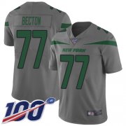 Wholesale Cheap Nike Jets #77 Mekhi Becton Gray Men's Stitched NFL Limited Inverted Legend 100th Season Jersey