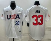 Wholesale Cheap Mens USA Baseball #33 Lance Lynn Number 2023 White World Baseball Classic Stitched Jersey