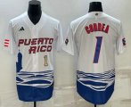Wholesale Cheap Men's Puerto Rico Baseball #1 Carlos Correa Number White 2023 World Baseball Classic Stitched Jerseys
