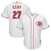 Wholesale Cheap Men's Reds #27 Matt Kemp Majestic White Home Official Cool Base Player Jersey