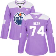 Wholesale Cheap Adidas Oilers #74 Ethan Bear Purple Authentic Fights Cancer Women's Stitched NHL Jersey