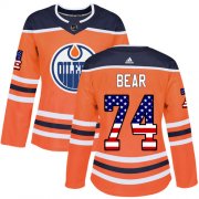 Wholesale Cheap Adidas Oilers #74 Ethan Bear Orange Home Authentic USA Flag Women's Stitched NHL Jersey