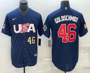 Wholesale Cheap Men's USA Baseball #46 Paul Goldschmidt Number 2023 Navy World Baseball Classic Stitched Jersey