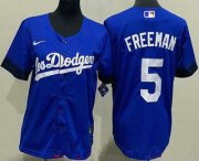 Wholesale Cheap Women's Los Angeles Dodgers #5 Freddie Freeman Blue City Cool Base Jersey