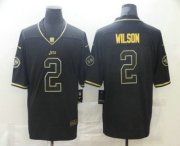 Wholesale Cheap Men's New York Jets #2 Zach Wilson Black 100th Season Golden Edition Jersey