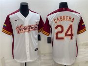 Wholesale Cheap Men's Venezuela Baseball #24 Miguel Cabrera 2023 White World Baseball Classic Stitched Jersey