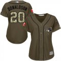 Wholesale Cheap Blue Jays #20 Josh Donaldson Green Salute to Service Women's Stitched MLB Jersey