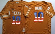 Wholesale Cheap Men's Texas Longhorns 10 Vince Young Orange USA Flag College Jersey