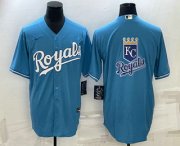 Wholesale Cheap Men's Kansas City Royals Big Logo Blue Stitched MLB Cool Base Nike Jerseys