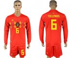 Wholesale Cheap Belgium #6 Tielemans Red Home Long Sleeves Soccer Country Jersey