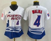 Wholesale Cheap Women's Puerto Rico Baseball #4 Yadier Molina Number 2023 Red World Classic Stitched Jerseys