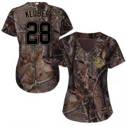 Wholesale Cheap Indians #28 Corey Kluber Camo Realtree Collection Cool Base Women's Stitched MLB Jersey