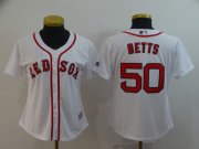 Wholesale Cheap Women's Boston Red Sox #50 Mookie Betts White Home Stitched MLB Cool Base Jersey