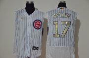 Wholesale Cheap Men's Chicago Cubs #17 Kris Bryant White Gold 2020 Cool and Refreshing Sleeveless Fan Stitched Flex Nike Jersey