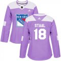 Wholesale Cheap Adidas Rangers #18 Marc Staal Purple Authentic Fights Cancer Women's Stitched NHL Jersey
