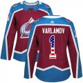 Wholesale Cheap Adidas Avalanche #1 Semyon Varlamov Burgundy Home Authentic USA Flag Women's Stitched NHL Jersey