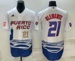 Wholesale Cheap Men's Puerto Rico Baseball #21 Roberto Clemente Number 2023 White World Baseball Classic Stitched Jersey