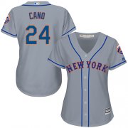 Wholesale Cheap Mets #24 Robinson Cano Grey Road Women's Stitched MLB Jersey