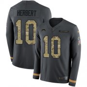 Wholesale Cheap Nike Chargers #10 Justin Herbert Anthracite Salute to Service Men's Stitched NFL Limited Therma Long Sleeve Jersey