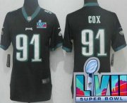 Wholesale Cheap Women's Philadelphia Eagles #91 Fletcher Cox Limited Black Super Bowl LVII Vapor Jersey