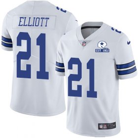 Wholesale Cheap Nike Cowboys #21 Ezekiel Elliott White Men\'s Stitched With Established In 1960 Patch NFL Vapor Untouchable Limited Jersey
