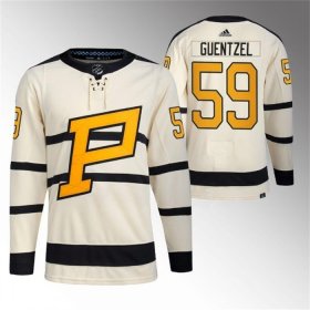 Wholesale Cheap Men\'s Pittsburgh Penguins #59 Jake Guentzel Cream 2023 Winter Classic Stitched Jersey