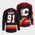 Wholesale Cheap Men's Calgary Flames #91 Nazem Kadri Black 2022-23 Reverse Retro Stitched Jersey