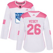 Wholesale Cheap Adidas Rangers #26 Jimmy Vesey White/Pink Authentic Fashion Women's Stitched NHL Jersey