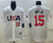 Wholesale Cheap Men's USA Baseball #15 Bobby Witt Jr Number 2023 White World Baseball Classic Replica Stitched Jersey