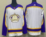 Wholesale Cheap Men's Los Angeles Kings Blank White 2022 Reverse Retro Stitched Jersey