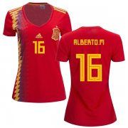 Wholesale Cheap Women's Spain #16 Alberto M. Red Home Soccer Country Jersey