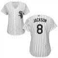 Wholesale Cheap White Sox #8 Bo Jackson White(Black Strip) Home Women's Stitched MLB Jersey