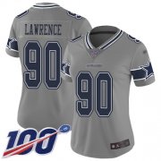 Wholesale Cheap Nike Cowboys #90 Demarcus Lawrence Gray Women's Stitched NFL Limited Inverted Legend 100th Season Jersey