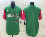 Wholesale Cheap Men's Mexico Baseball Blank 2023 Green World With Patch Classic Stitched Jersey
