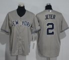 Wholesale Cheap Yankees #2 Derek Jeter Grey Name Back Stitched Youth MLB Jersey